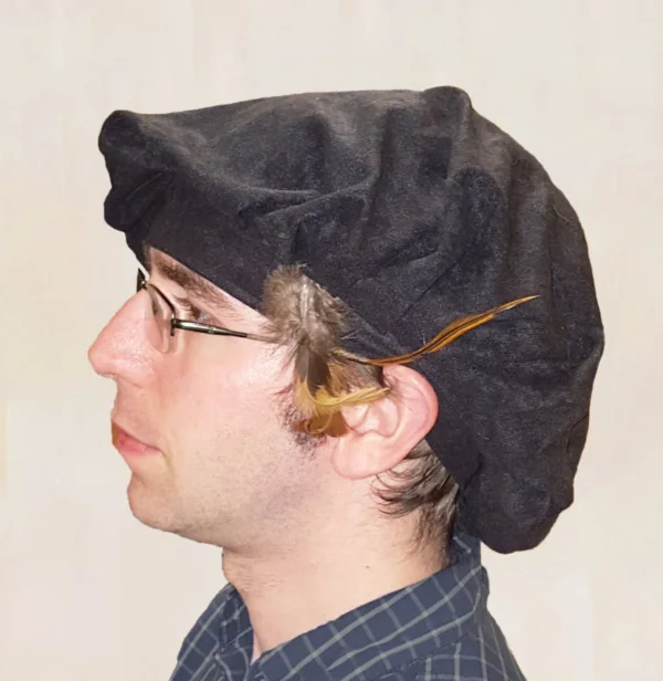 Renaissance-Style Hat with Feather, Unisex and One-Size-Fits-Most - Image 3