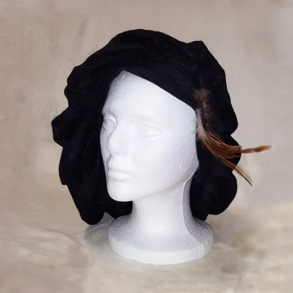 Renaissance-Style Hat with Feather, Unisex and One-Size-Fits-Most