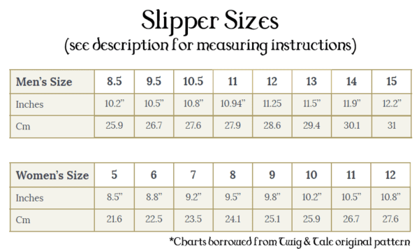 Size Chart by Foot Measurement