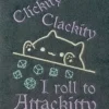 Dice Tray, Embroidered "Roll to Attac-kitty" Design